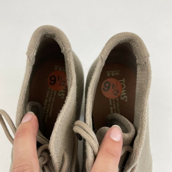 TOMS Lunata Taupe Suede Heeled Lace Ankle Boot - Picture 4 of 9